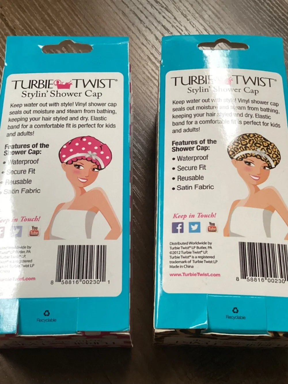 Turbie Twist shower caps set of two New